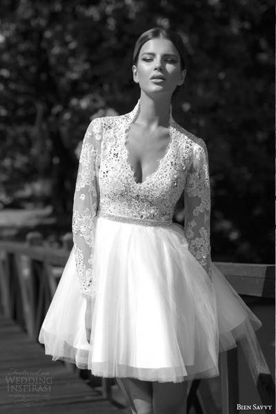 bien-savvy-one-love-bridal-spring-2014-marylin-short-wedding-dress-long-sleeves-lace