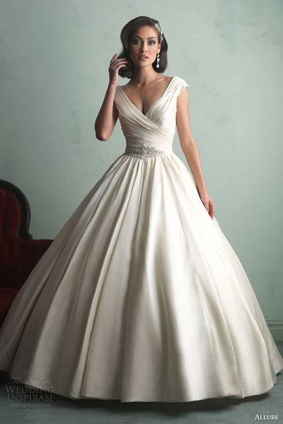 allure-bridal-fall-2014-off-shoulder-cap-sleeve-ball-gown-wedding-dress-style-9155