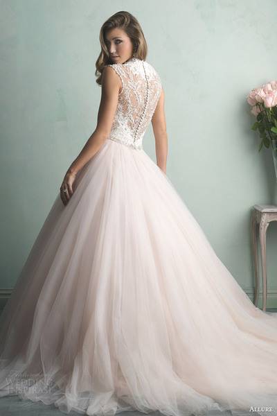 allure-bridals-fall-2014-champagne-pink-color-wedding-dress-style-9163-illusion-back