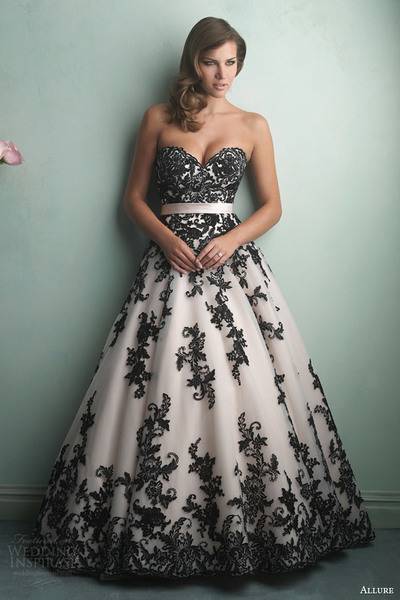 allure-bridals-fall-2014-strapless-ball-gown-black-lace-style-9150