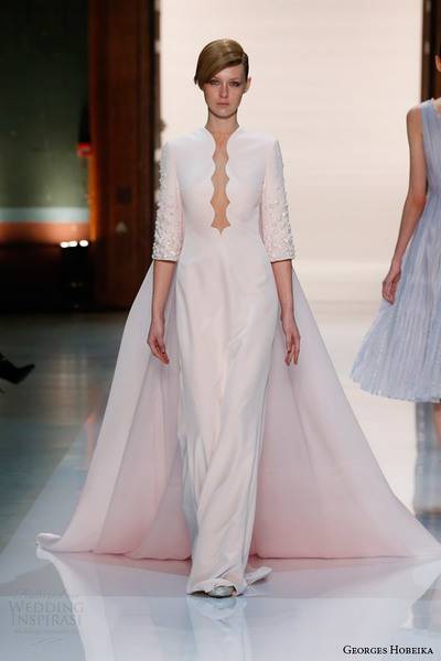 georges-hobeika-couture-spring-2014-three-quarter-sleeves-scalloped-neckline-train