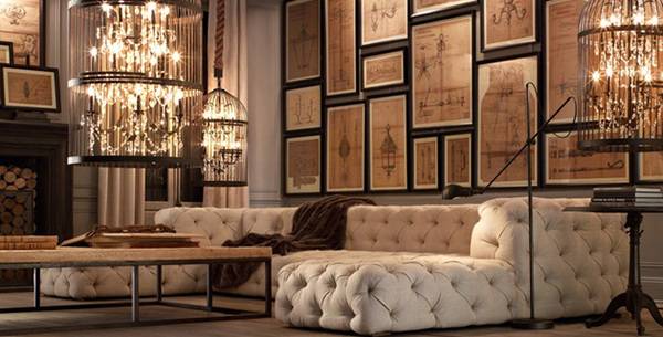 Прекрасен лустер во форма на кафез за птици