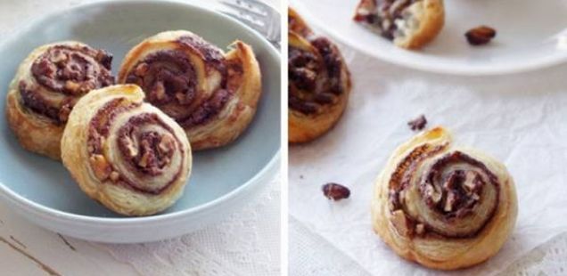 Лиснати ролнички со нутела и лешници